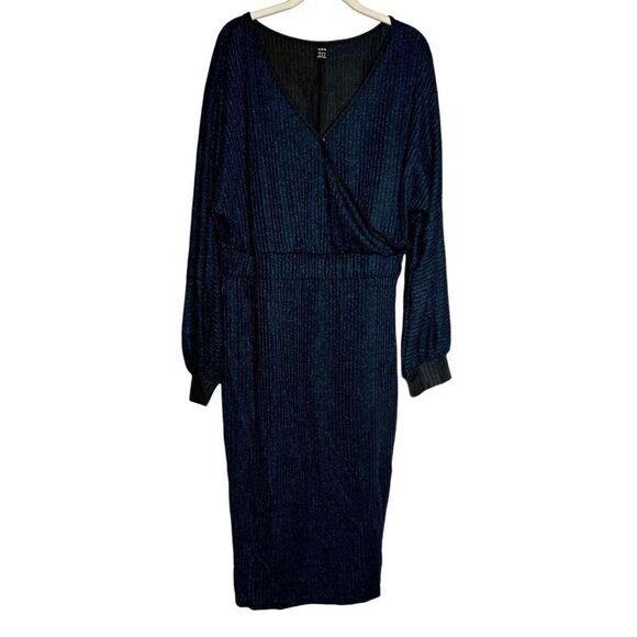 SHEIN Privé Surplice Neck Lantern Sleeve Bodycon Dress XL - Picture 1 of 11